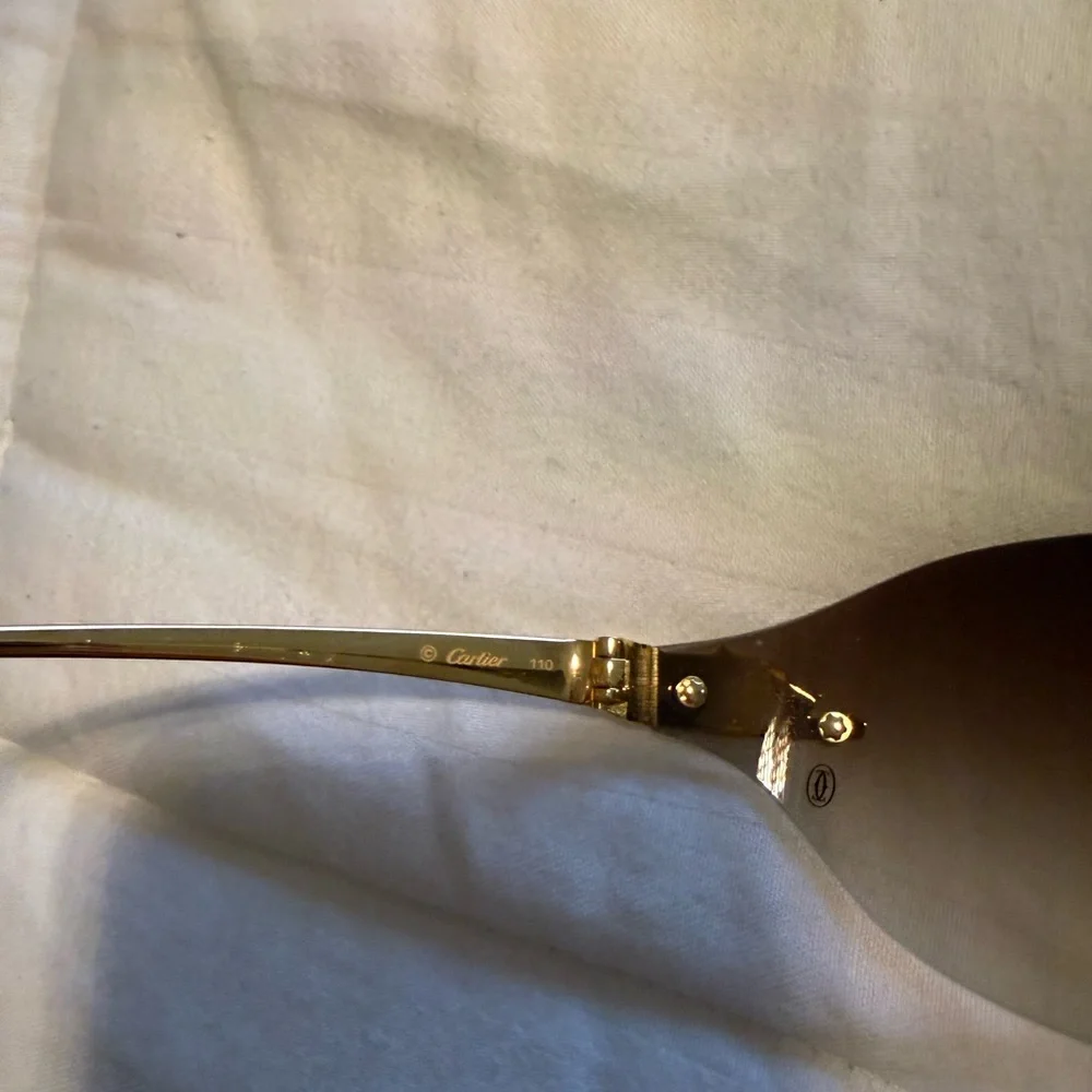 Cartier Women's Gold and Brown Sunglasses - Picture 4 of 8